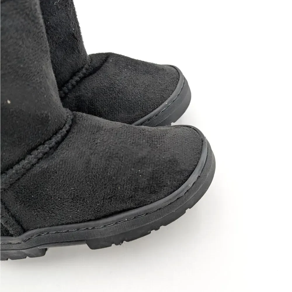 Bebe Bow Shaft Faux Shearling Lined Winter Boots Kids' Black Size US9 EU25